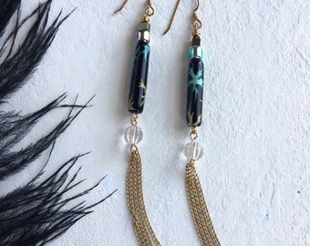 Beaded Dangle Earrings, One of a Kind Handmade Earrings, Unique Gift Idea, Boho Modern, Bohemian, Gypsy Style Jewelry