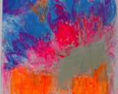 Colorful Bright Abstract Painting on Paper, Original Artwork, Eclectic Home Decor