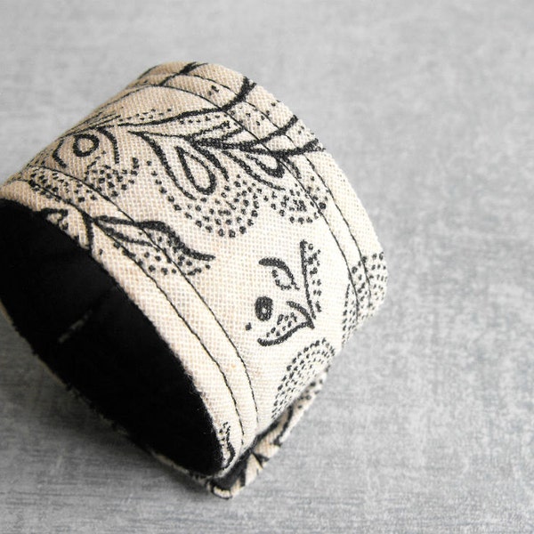 Modern Fabric Bracelet // Vintage Fabric Cuff Bracelet // Boho Hippie Bracelet Eco Friendly Handmade Jewelry by Luluanne ON SALE