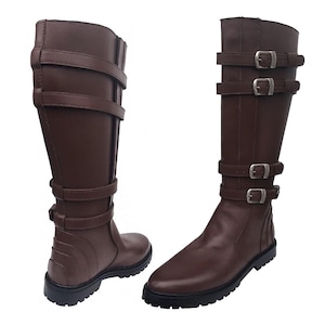 Handmade Leather Jedi Boots: Brown Cosplay Mando Boots