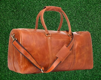 Genuine leather duffel bags hot sale