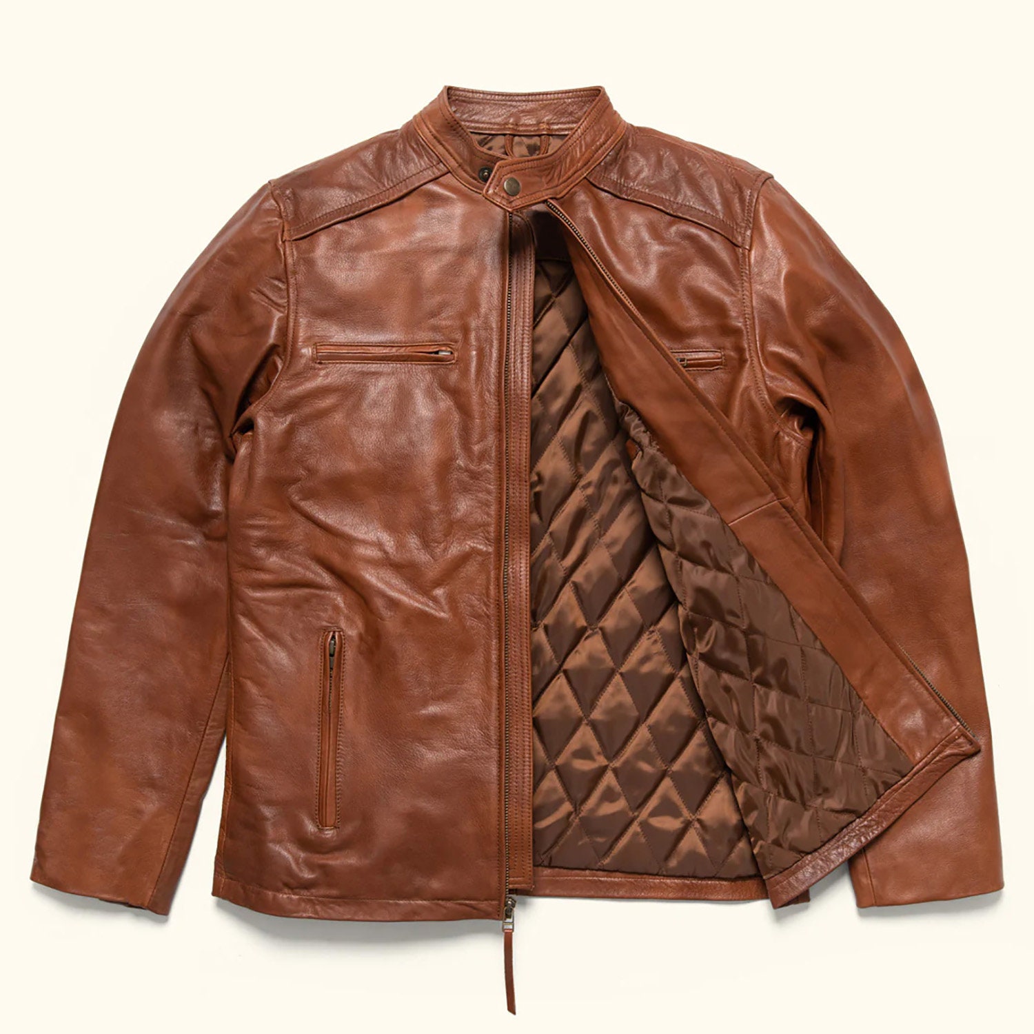 Vegetable Tanned Lambskin Cafe Racer Jacket P234