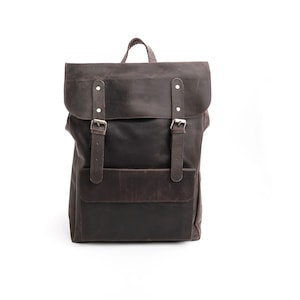 Sac à dos en cuir vintage marron foncé, sac à dos fait main personnalisé, cartable en cuir, sac à dos en cuir, sac à dos unisexe pour ordinateur portable