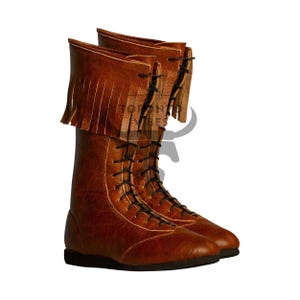 Custom Leather Pro Wrestling Boots: Handmade Fringe Lace-Up Design