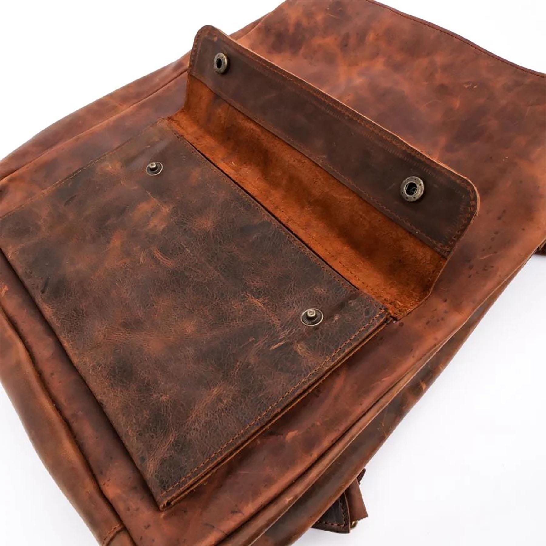 Vintage Cowhide Leather Backpack: Handmade Laptop Rucksack 