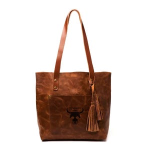 Handmade Full Grain Leather Tote Bag: Customizable Crossbody