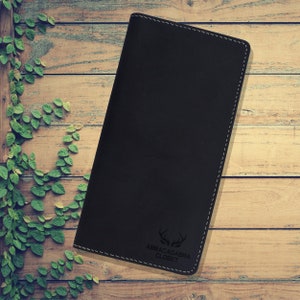 Schwarze Leder lange Brieftasche, personalisierte iPhone Brieftasche, Monogramm Brieftasche, benutzerdefinierte Leder Brieftasche Hülle, Jubiläumsgeschenk, Brieftasche für Männer und Frauen