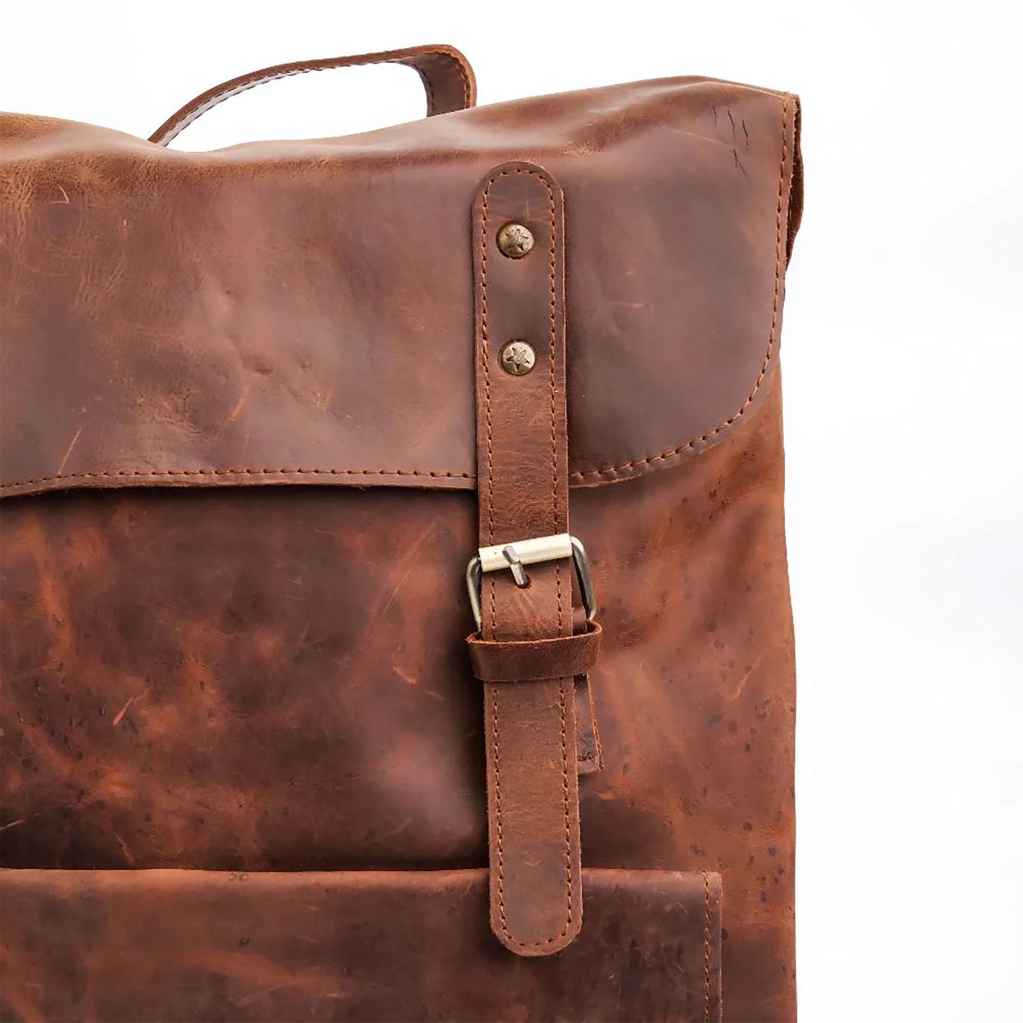 8396 Leather Backpack Retro Rucksack Casual College Bag Handmade Cowhide Vintage Cowhide Leather Backpack: Handmade Laptop Rucksack  main image 2