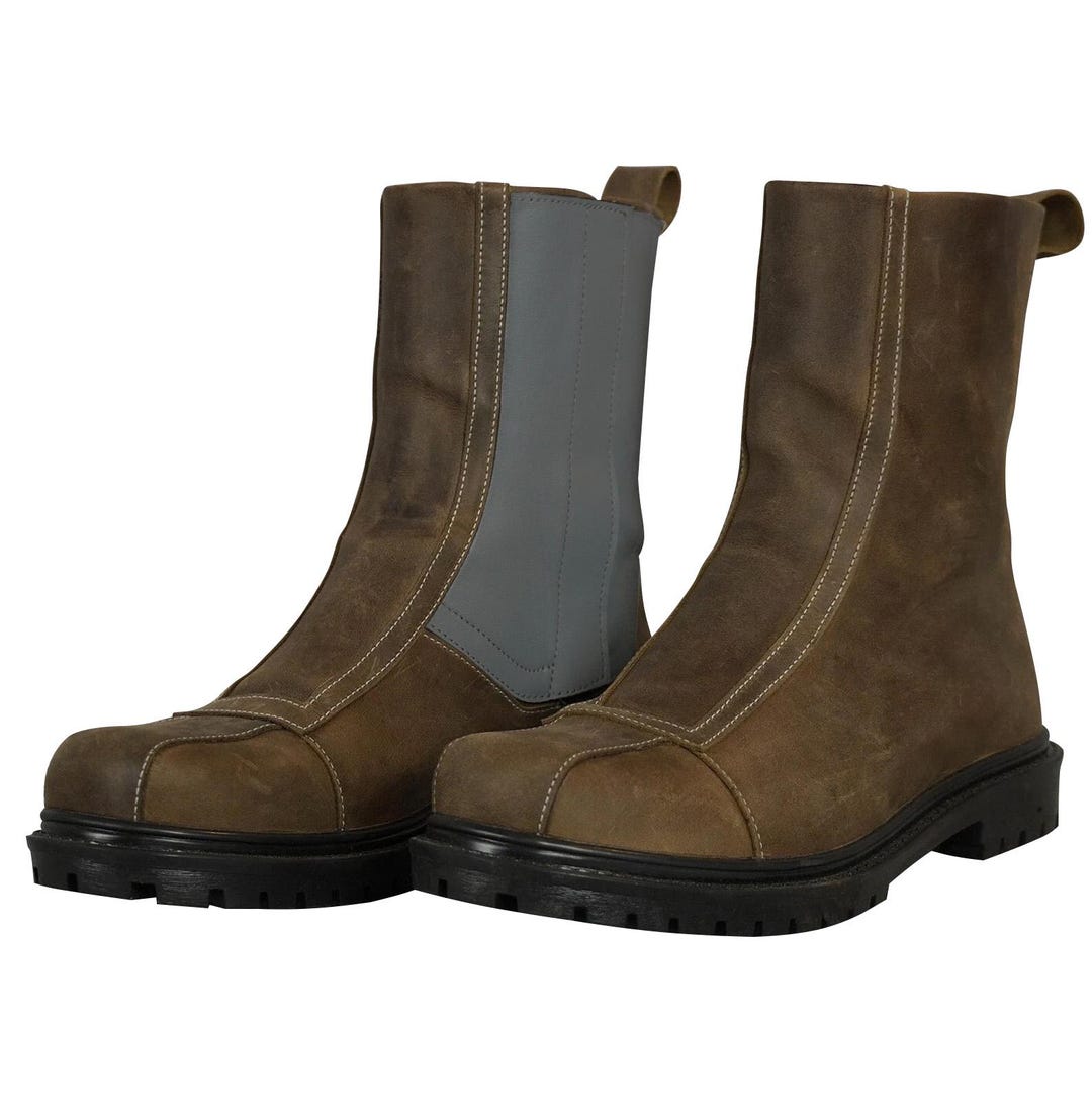Handmade Customized Leather Boots, Leather Cosplay Shoes, Mandalorian  Boots, Star Wars Mando Boots, White and Brown Custom Shoes