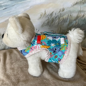 Dog Harness—Small—STITCH print—Cotton  top and lined—Hook and Loop