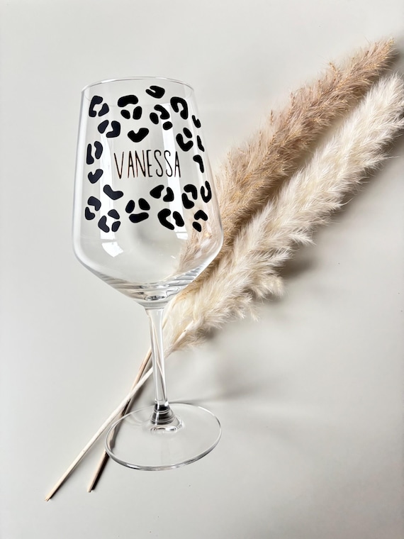 Weinglas personalisiert metallic| Leoprint I Animalprint Glas Personalisiert | Weinglas Geschenk | Geschenk Geburtstag | Geschenk Freundin