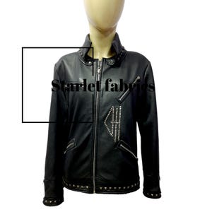 Women&#39;s Black Leather Spiked Punk Jacket | Rock Studded Steam Punk Leather Jacket | Rocker Style Biker Spike Leather Jacket | Gift For Her |