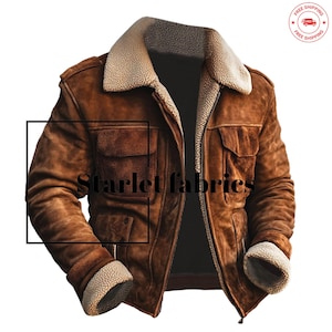 Blouson en cuir suédé RAF B6 pour homme en patchwork vintage fait main | Blouson en cuir à col en peau de mouton retourné et plusieurs poches | Cadeau pour lui |