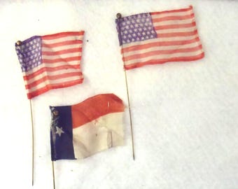 Antique American and Texas Flags Small