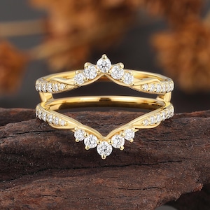 Lab Diamond Infinity Ring Jacket, Yellow Gold Enhancer Wedding Band, Bridal Matching Ring Guard