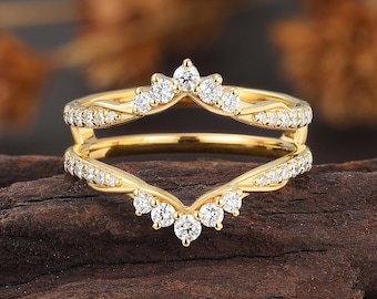 Lab Diamond Infinity Ring Jacket, Yellow Gold Enhancer Wedding Band, Bridal Matching Ring Guard