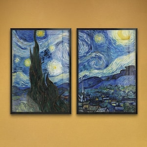 The Starry Night (De Sterrennacht) - Vincent van Gogh – Set of 2 Alignable Posters – 30 x 40 cm each