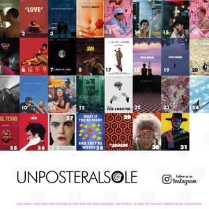 May include: A collection of movie posters, each with unique artwork and titles. The posters feature various films, including "American Beauty," "The Shining," and "Paris, Texas." The overall theme is cinema and film art.