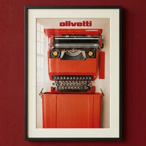 Affiche Olivetti Saint-Valentin – Impression d'art au design pop vintage, 40×28 cm Décoration murale