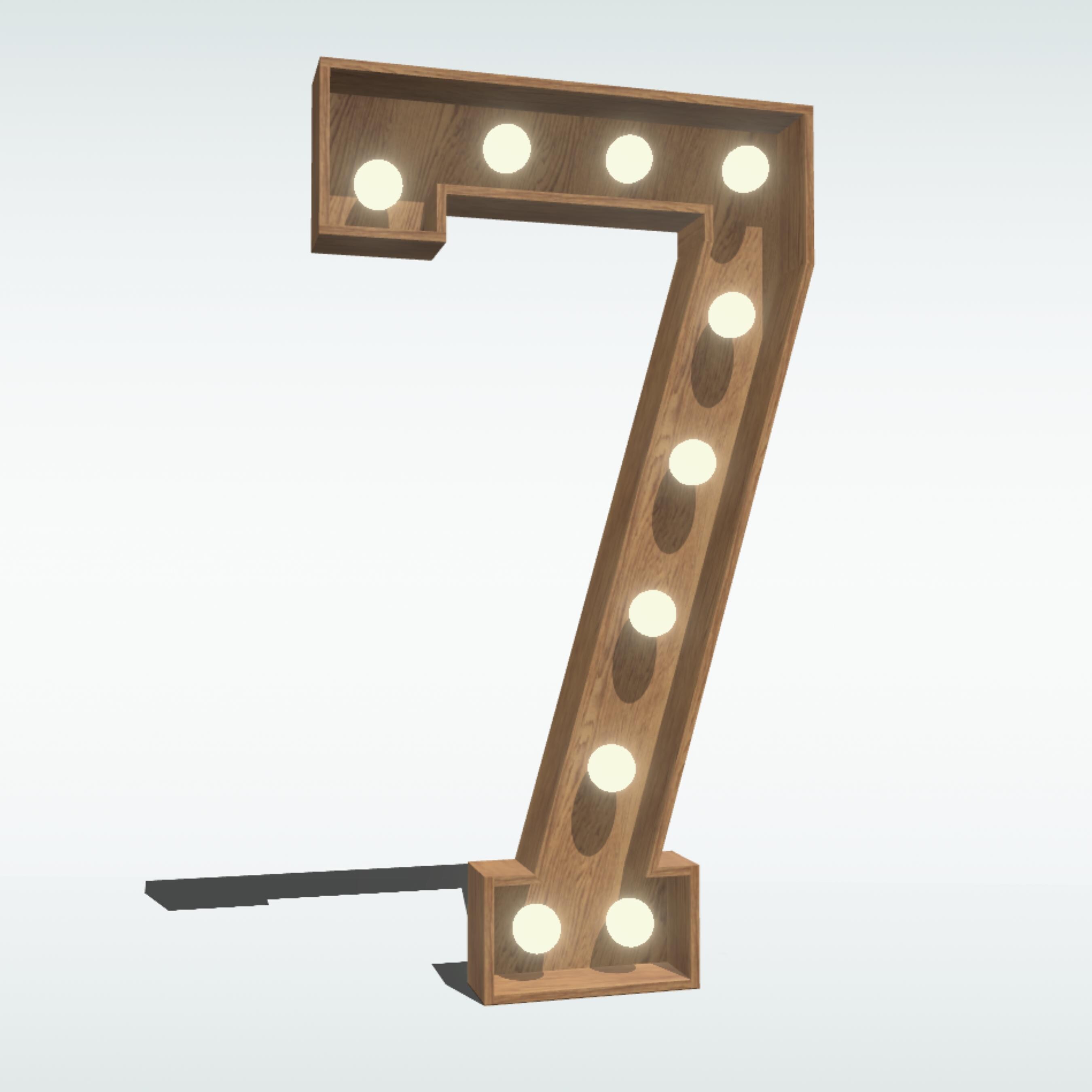 4ft DIY Marquee Plans, Number 7. Light up Number Blueprints, Mosaic ...