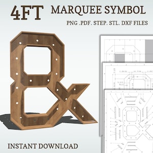 4ft DIY marquee plans, Symbol &. light up letter blueprints, mosaic files, svg, dxf, step and more.
