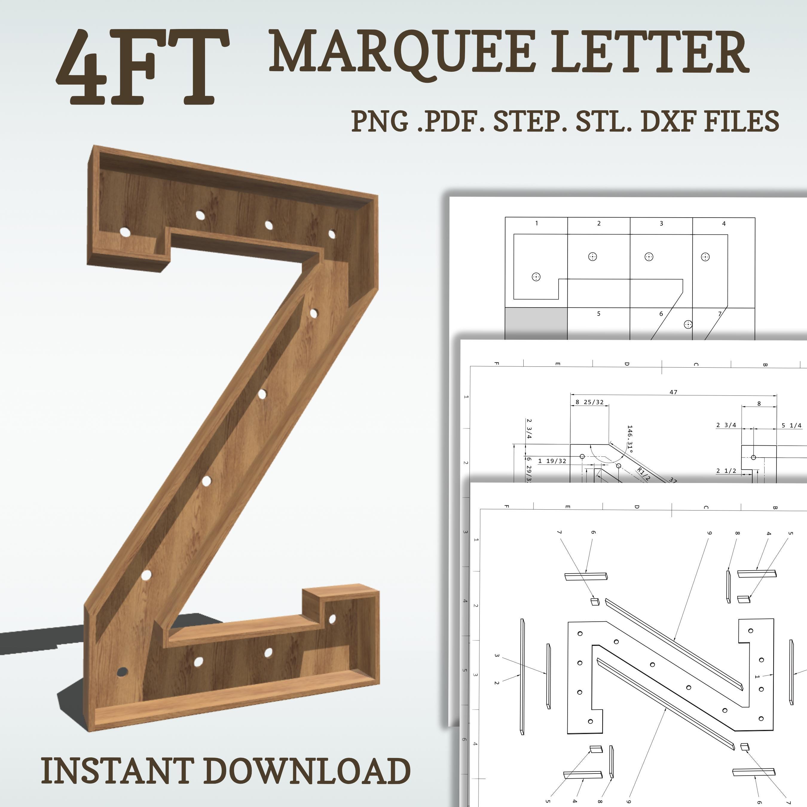 4ft DIY Marquee Plans, Letter Z. Light up Letter Blueprints