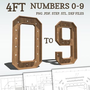4ft DIY marquee plans, numbers 0-9. Light up number blueprints, mosaic files, svg, dxf, step and more.