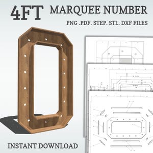 4ft DIY marquee plans, number 0. Light up number blueprints, mosaic files, svg, dxf, step and more.