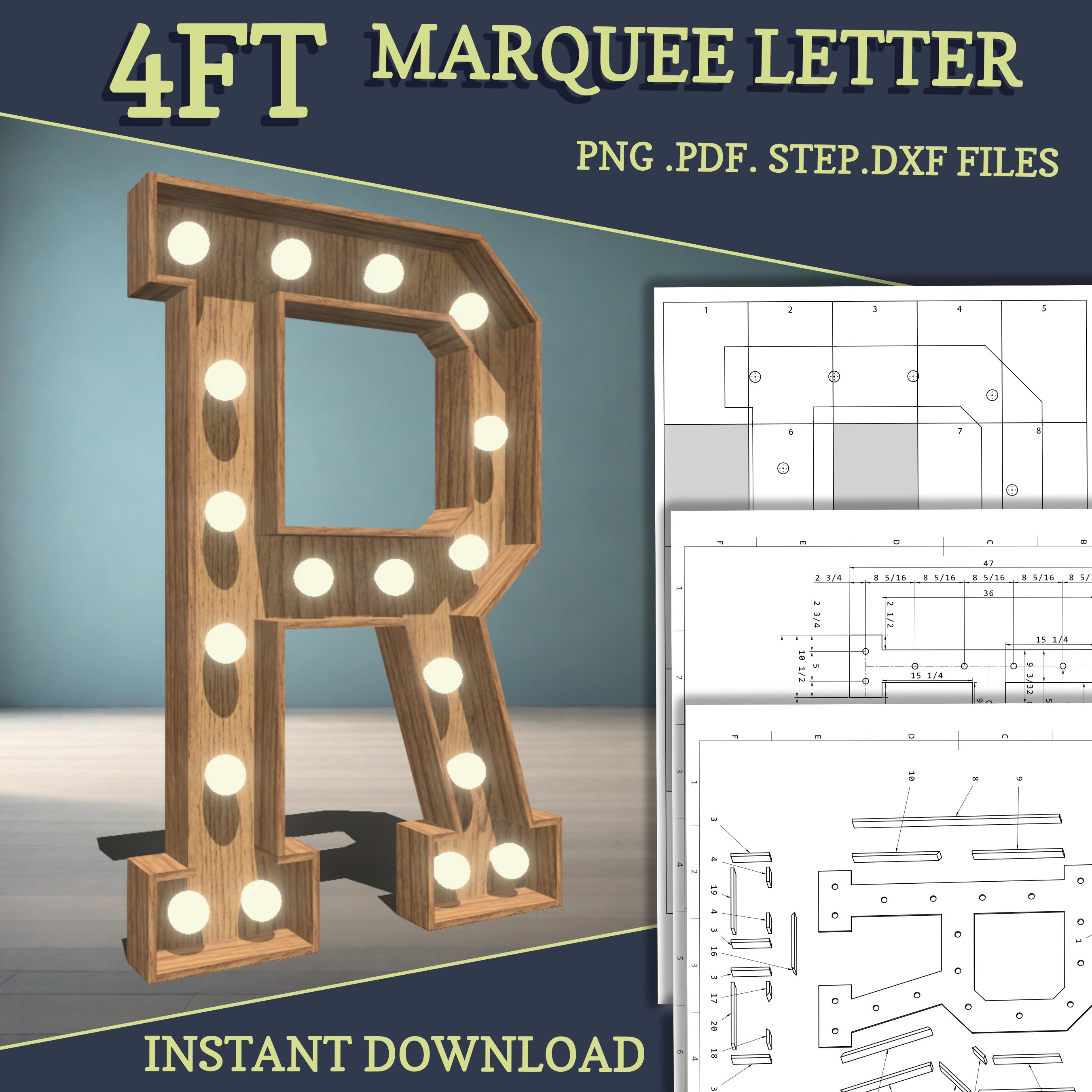 Letter R Light Box 4ft DIY Marquee Plans, Letter R. Light up Letter Blueprints, Mosaic ...