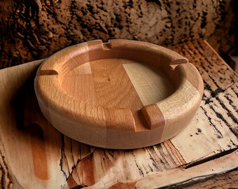 Holz Aschenbecher Holzaschenbecher für Raucher hergestellt aus Buchenholz GEÖLT