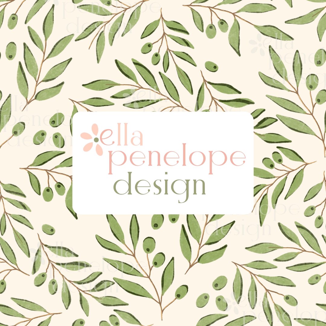 Olive Branch Seamless Repeat Pattern Design Digital Hand Drawn Art ...