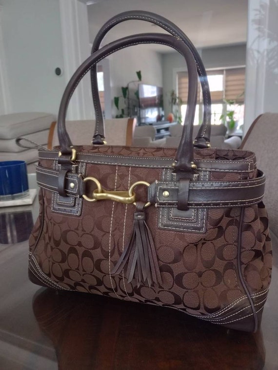 COACH Hampton Signature Satchel Handbag 10508