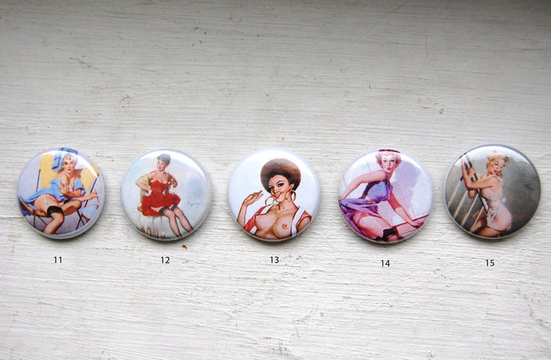 Three 3 Classic Pin Up Girl 1 Pinback Button image 4