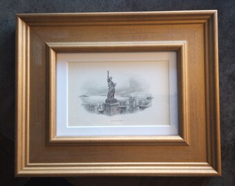 ABNC Archives Intaglio Vignette on Card / Bartholdi Statue of Liberty NY Harbor