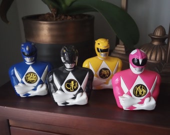 Vintage 1993 Mighty Morphin Power Rangers Figurine Coin Candy Dispenser (Set of 4)