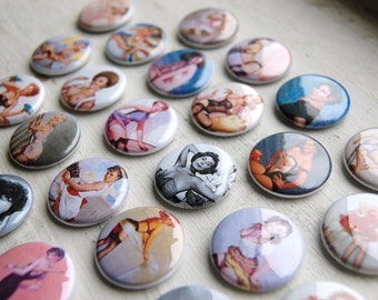 Classic Pin Up Girl 1" Pinback Buttons (Pack of 22)