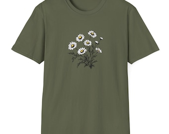 Gänseblümchen T-Shirt, Wildblumen Gänseblümchen T-Shirt. Hübsche Sommerblumen. Natur.