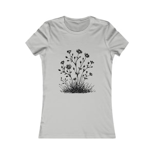 Wildflowers tee - woman&#39;s cute ink sketch flowers design t-shirt in multiple colours