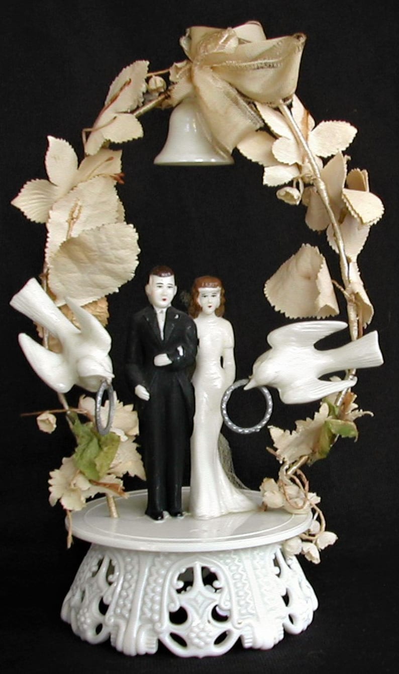 Beautiful 1940s Vintage Wedding Cake Topper Bell White Doves Etsy