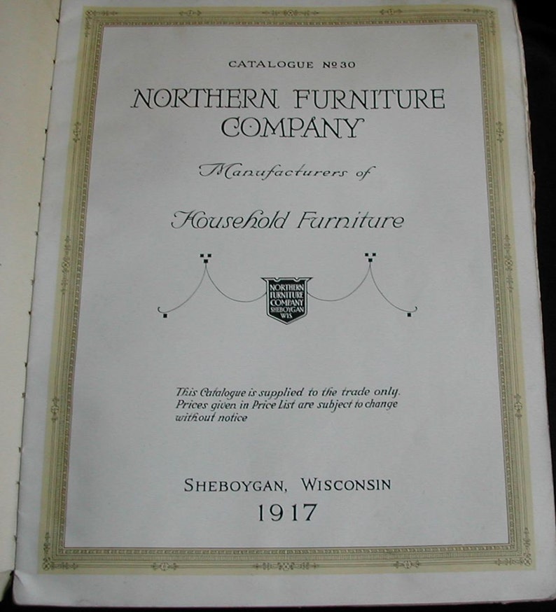 1917 Northern Furniture Company Sheboygan Wisconsin Catalog Etsy