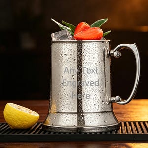Personalisierter Edelstahl-Pintkrug – Gravierter Text, Seidenbox (500 ml)