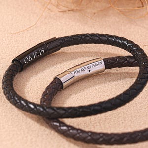 Personalised Leather bacelet for Man | Engraved Wedding Gift for Best man Groomsman |Gift for Father Husband Boyfriend kids|Anniversary gift