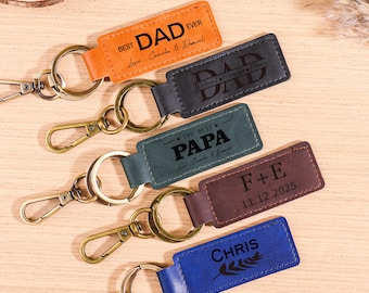Llavero de cuero personalizado con coordenadas grabadas, regalo de aniversario