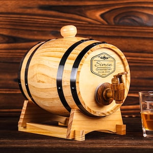 Engraved Oak Whiskey Barrel，Whiskey cask for dad，Bourbon Barrel Customize,Men Home Bar,Groomsmen Gifts，Best Man Gifts，Gifts for Dad Grandpa