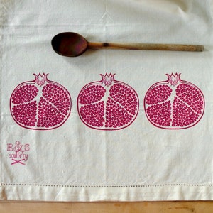 Pomegranate Tea Towel, Holiday Gift, Love, Hostess Gift, Foodie Gift, Peace Sign, Stocking Stuffer, Ready to Ship, Gifts Under 25