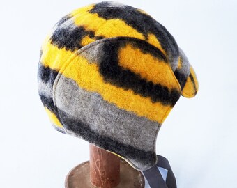 Aviator Hat, Winter Hat, Yellow, Gray, Wool Hat, Women's, Men's, Warm Hat, Winter Cycling, Gift 4 Her, Retro Hat, Ear Flap Hat, Winter Style