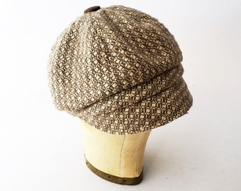 Women's Newsboy Hat in Woven Wool, Natural Browns, Winter White, Distinctive Weave, Cloche Brim, Cute Cap, Everyday Style, Gift for Her