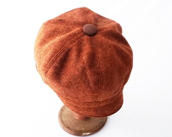 orange newsboy cap