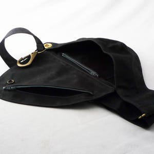 Fanny Pack in Black Waxed Canvas, Hip Bag, Belt Bag, Vegan Bag, Cotton Canvas Bag, Festival Wear, Stylish Fanny Pack, Cross Body Bag image 4