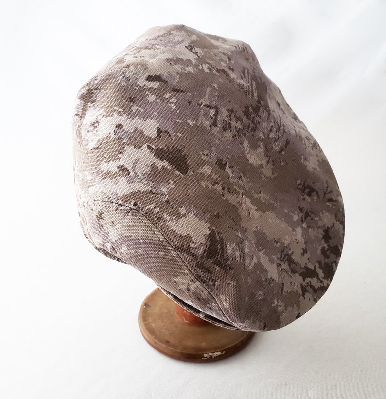 Driver's Cap, Flat Cap, Men's Hat, Women's Hat, Cotton Hat, Gray and Khaki, Camo Cotton, Summer Style, Everyday Cap, Greige image 9